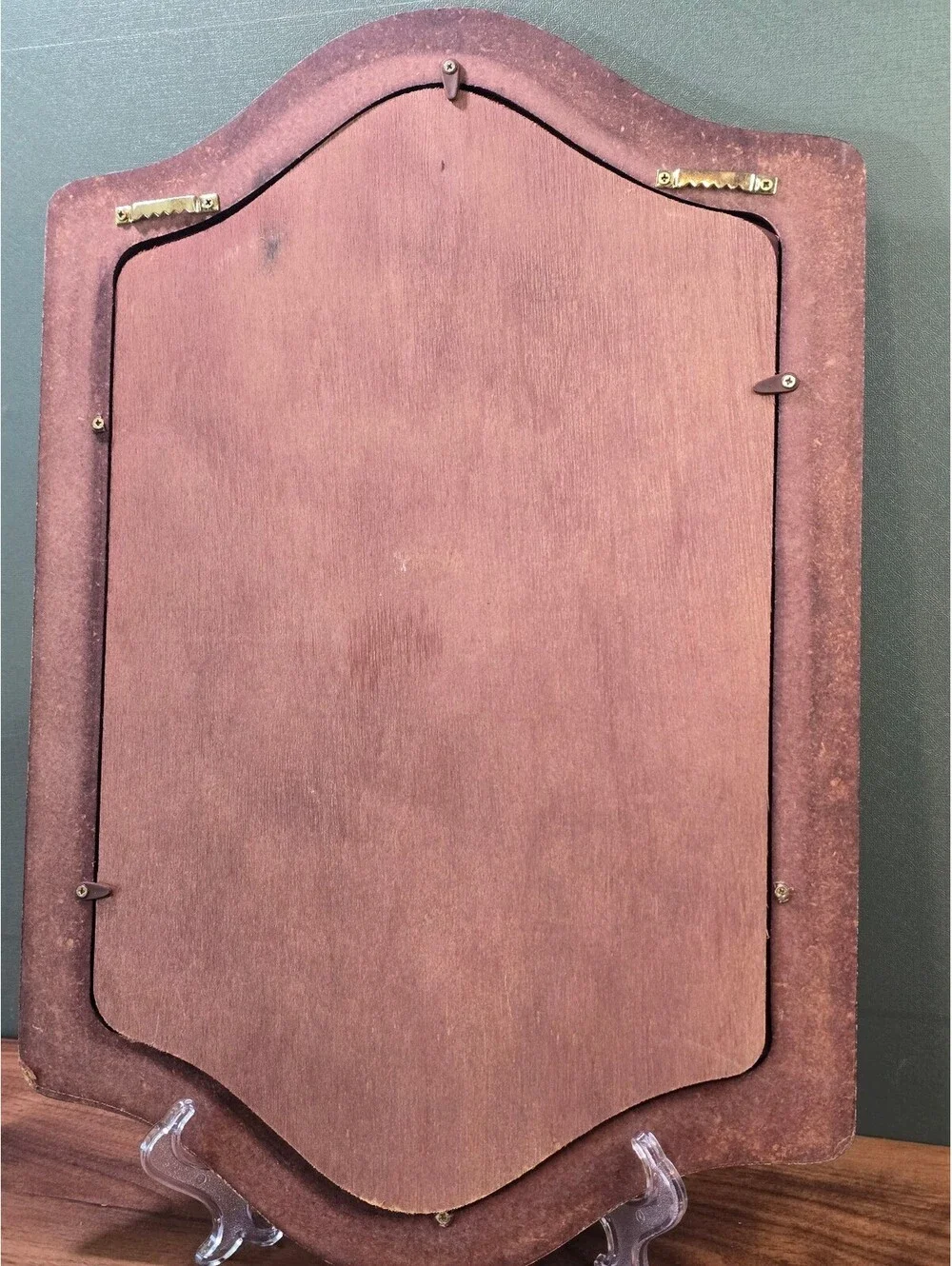 Vintage 1990s House of Lloyd Wood Frame Faux Leaded Glass Arch Wall Mirror